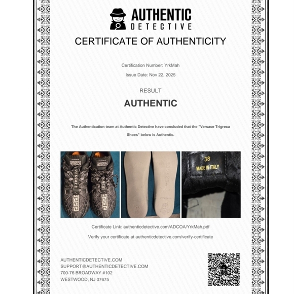 Versace Trigreca LowTop Sneakers (Unisex) EU Size 38 US Wmns Sz 7 Men Sz 5.5-6 - Picture 8 of 9